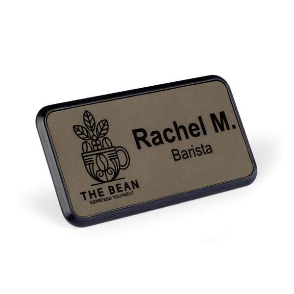 Leatherette Rectangle Framed Name Tag