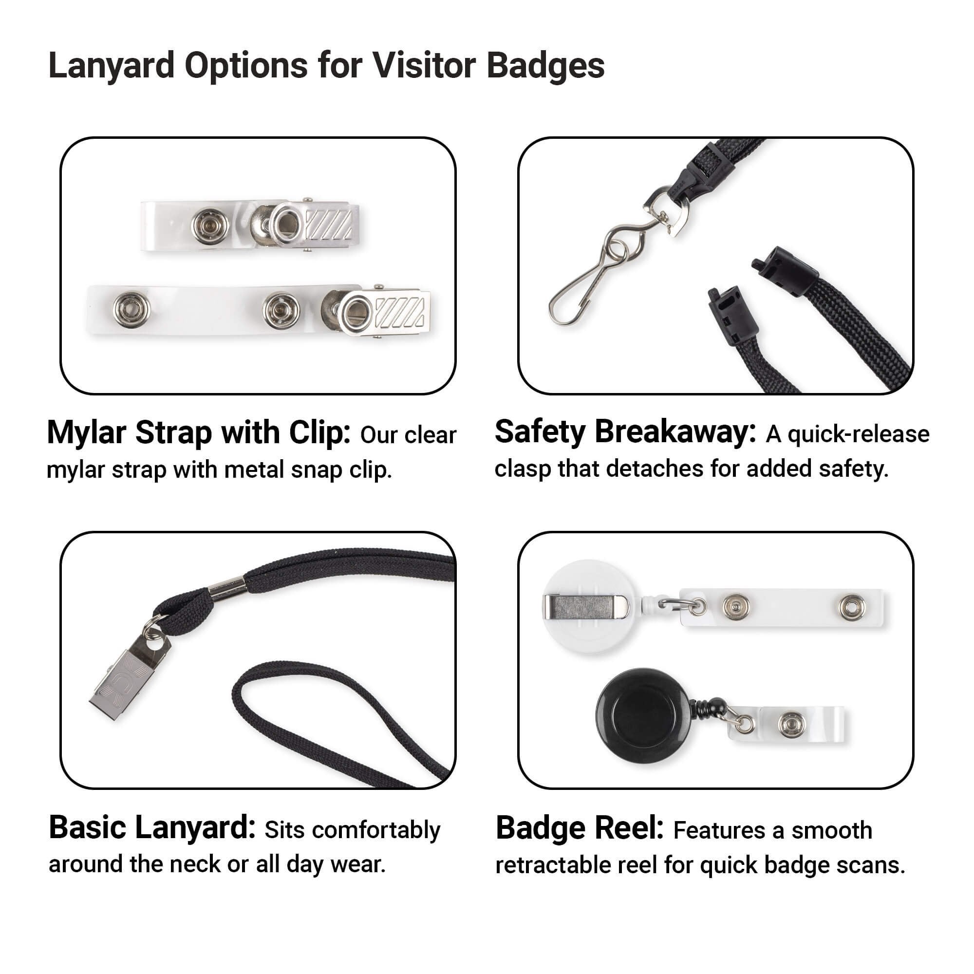 Choose your lanyard type for a visitor badge. 