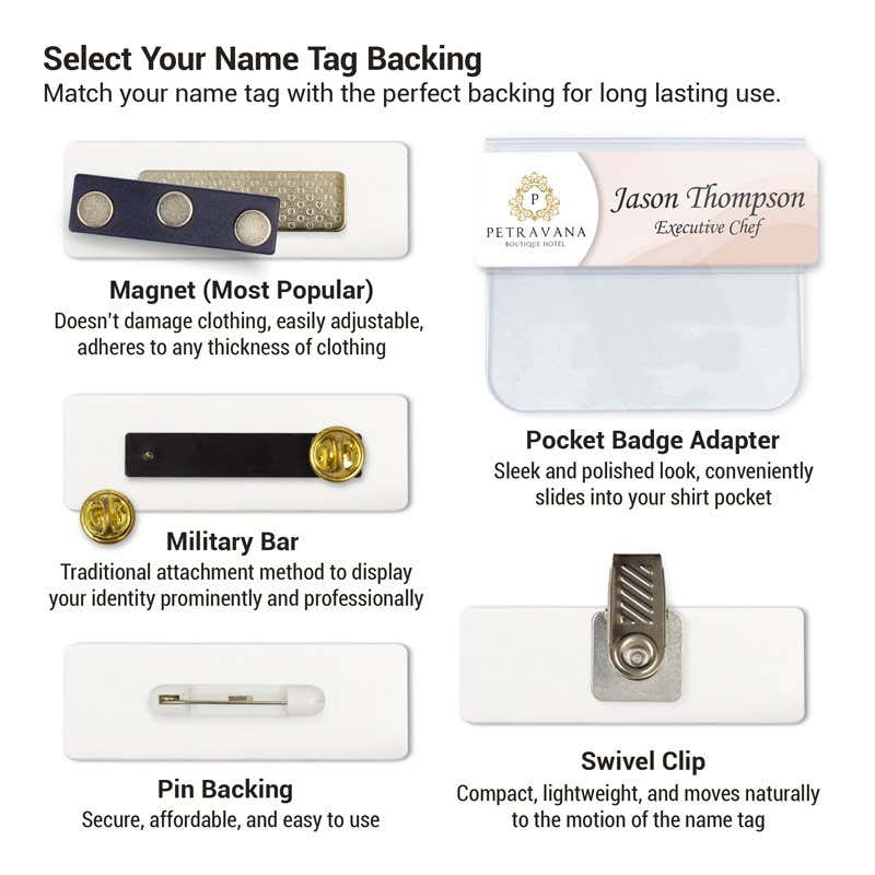 Backing options for Name Tags