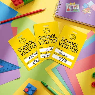 Reusable School Visitor Badge  - alternate view