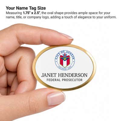 Executive Oval Name Badges - 1.75" x 2.5" - alternate view