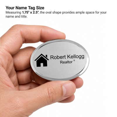 Real Estate Oval 2.5" x 1.75" Executive Holder Name Tag - alternate view