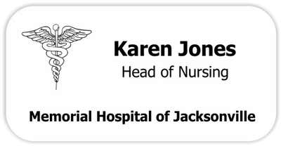 Medical Caduceus Symbol 3 Line Name Badge
