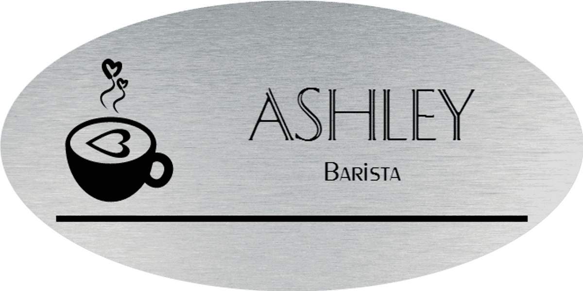 Oval 2 Line Coffee Shop Name Tag F