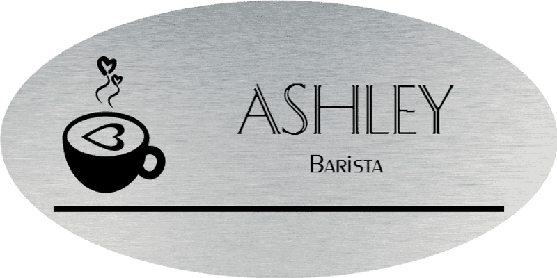 Oval 2 Line Coffee Shop Name Tag F