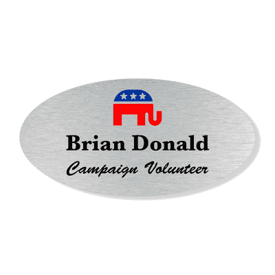 Oval Color Elephant Political Name Tag