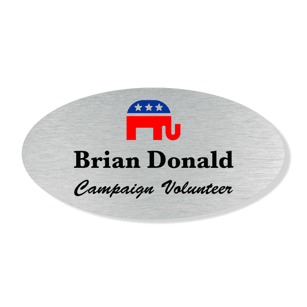 Oval Color Elephant Political Name Tag