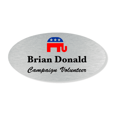 Oval Color Elephant Political Name Tag