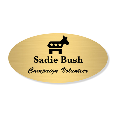 Oval Engraved Liberal Political Name Tag