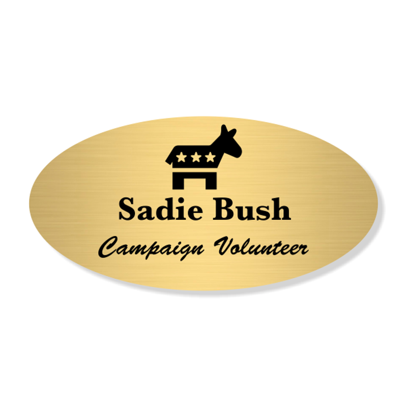 Oval Engraved Liberal Political Name Tag