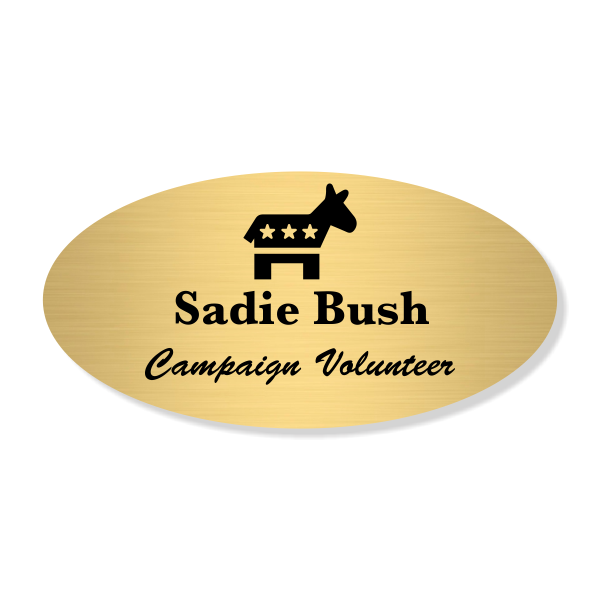 Democratic Party Engraved Oval Name Tag
