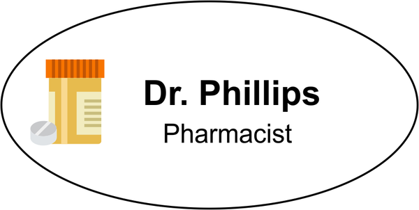 Oval Pharmacy Name Tag 