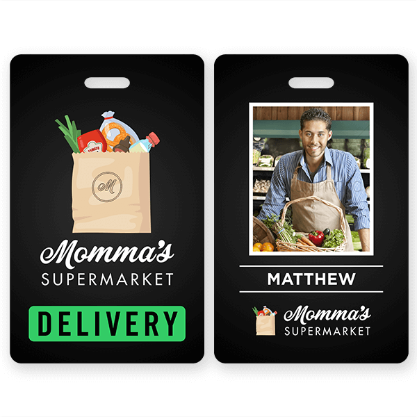 Black Custom Full Color Delivery Shopper Photo ID