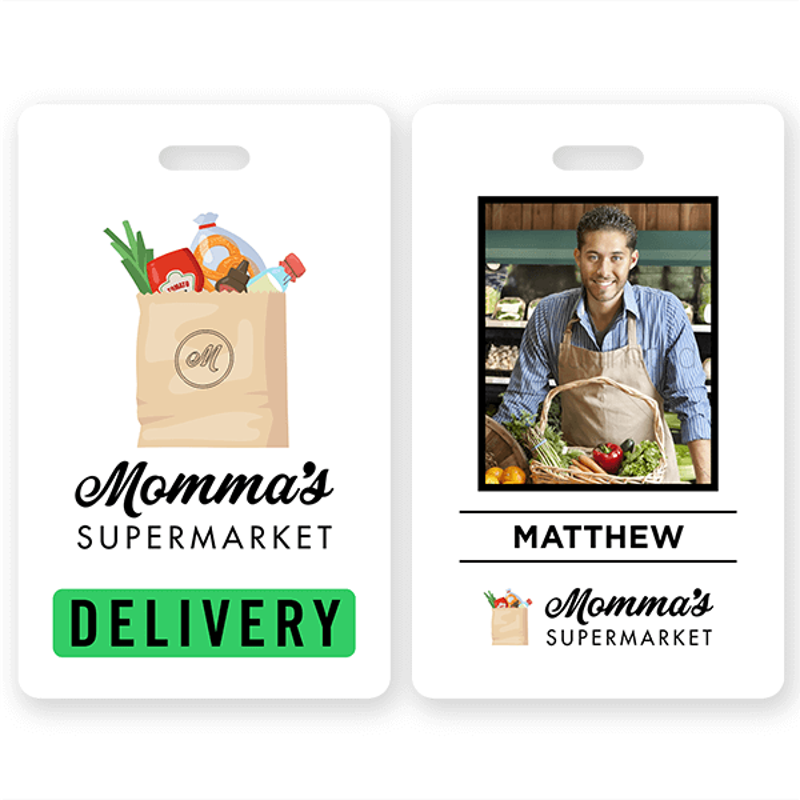White Custom Full Color Delivery Shopper Photo ID