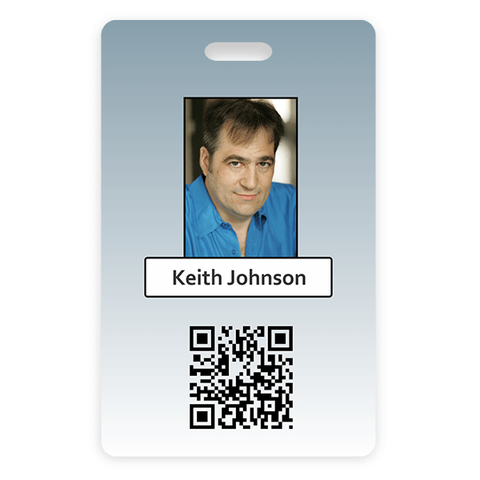 Blue Gradient Vertical Photo ID With QR Code