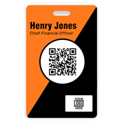 Orange and Black Vertical Photo ID With QR Code