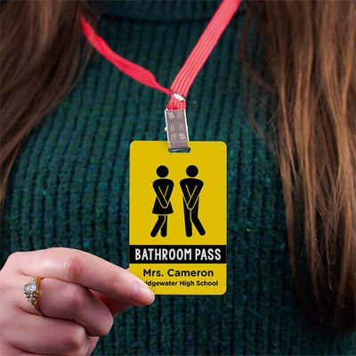 Funny School Bathroom Hall Pass Badge - alternate view