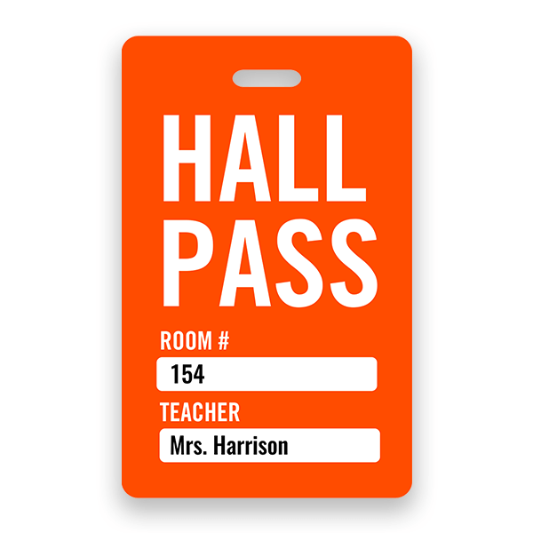 Teacher's Colorful Hall Pass Badge