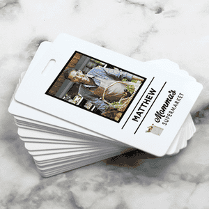 White Custom Full Color Delivery Shopper Photo ID Stacked