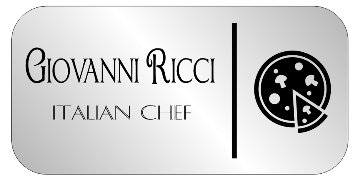2 Line Italian Restaurant Rectangle Name Badge B