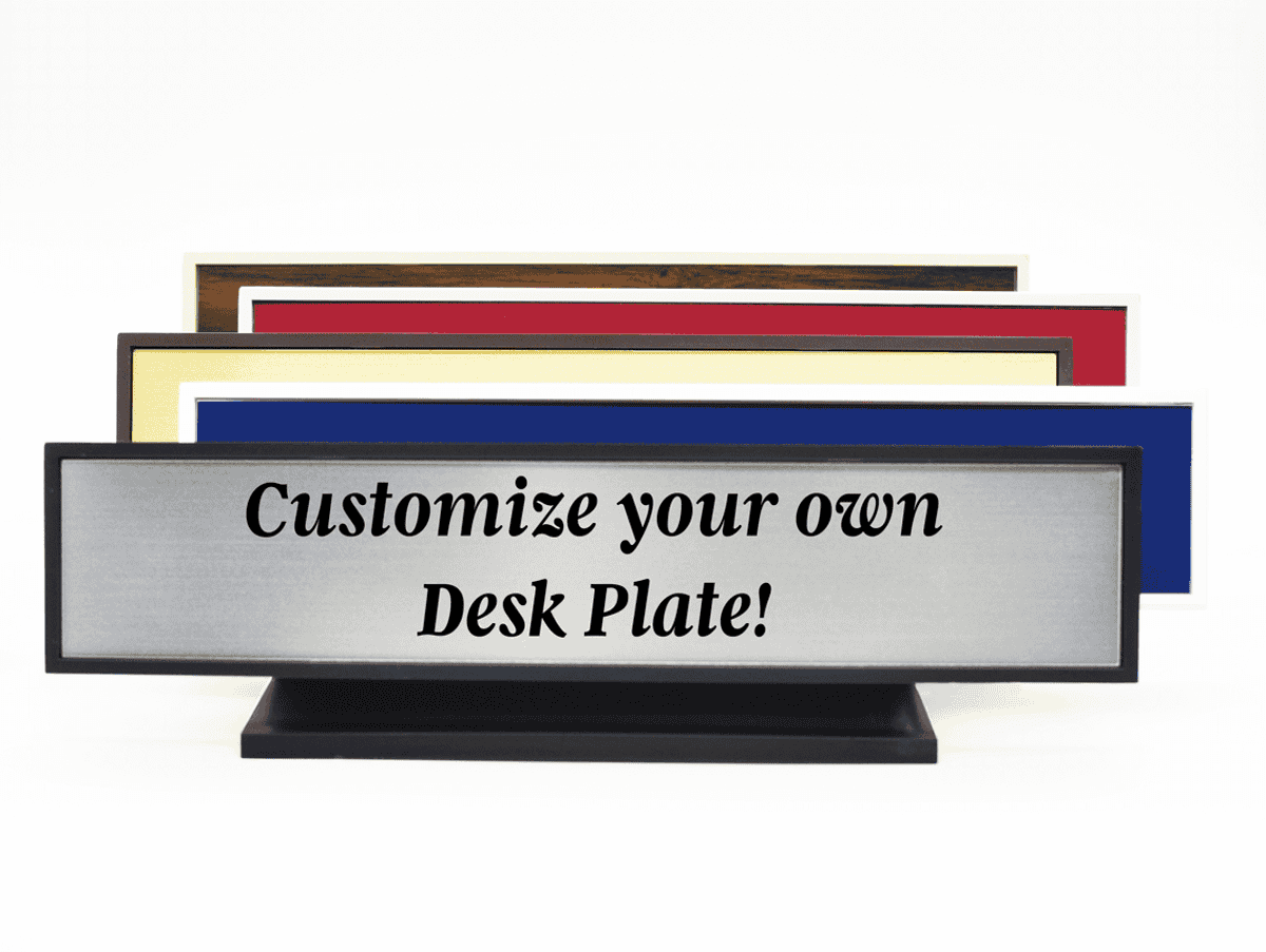 Plastic Square Corner Deskplate w/ Engraved Insert