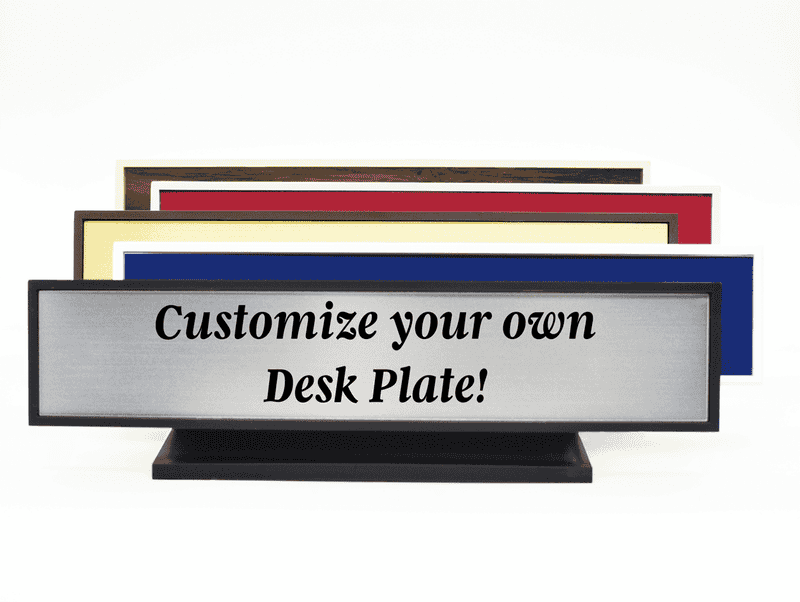 Plastic Square Corner Deskplate w/ Engraved Insert