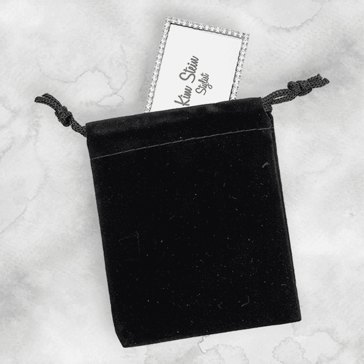Black Velvet Pouch 3X4 Nametag Inserted
