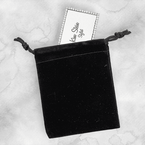 Black Velvet Pouch 3X4 Nametag Inserted