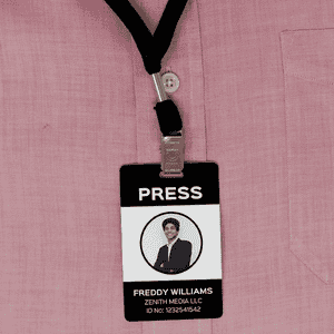 Modern Press Pass Custom Photo ID Badge Front