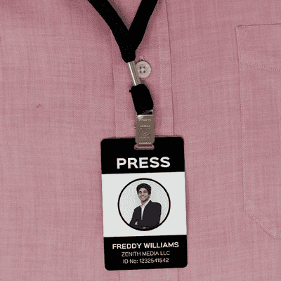 Modern Press Pass Custom Photo ID Badge  - alternate view