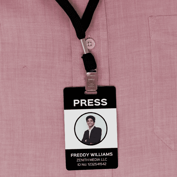 Modern Press Pass Custom Photo ID Badge Front