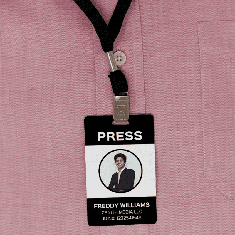 Modern Press Pass Custom Photo ID Badge Front
