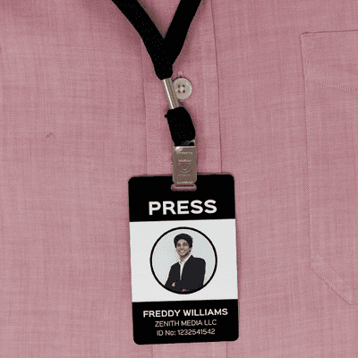Modern Press Pass Custom Photo ID Badge - alternate view