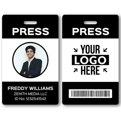 Modern Press Pass Custom Photo ID Badge 