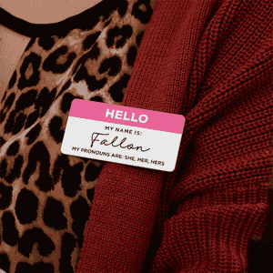 Custom Full Color 1.5" x 3" Hello My Name Is Name Tag Script Lifestyle