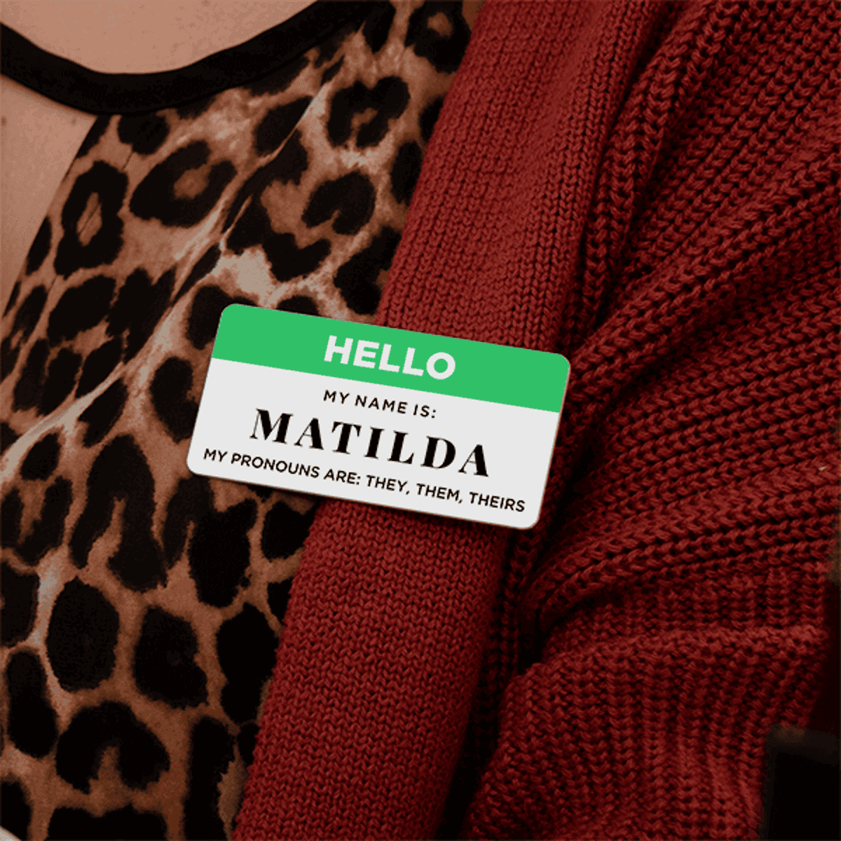 Custom Full Color 1.5" x 3" Hello My Name Is Name Tag Serif Lifestyle