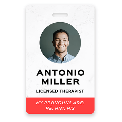 Custom Pronoun Photo ID Badge Bold Font