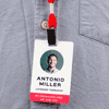 Custom Pronoun Photo ID Badge Script Font In Use
