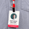 Custom Pronoun Photo ID Badge Script Font In Use