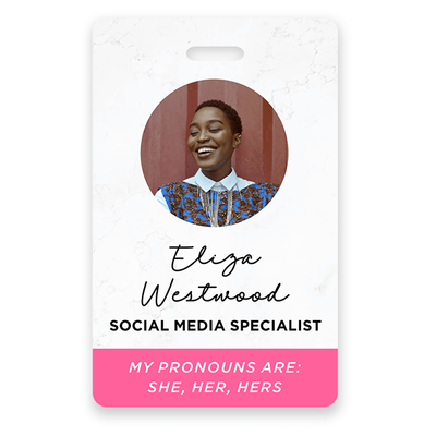 Custom Pronoun Photo ID Badge - alternate view