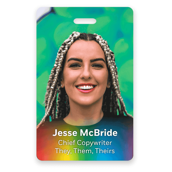 Custom Pronoun Color Photo ID Badge 