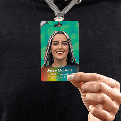Custom Pronoun Color Photo ID Badge - alternate view