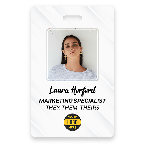 Custom Pronoun Logo Photo ID Badge Script