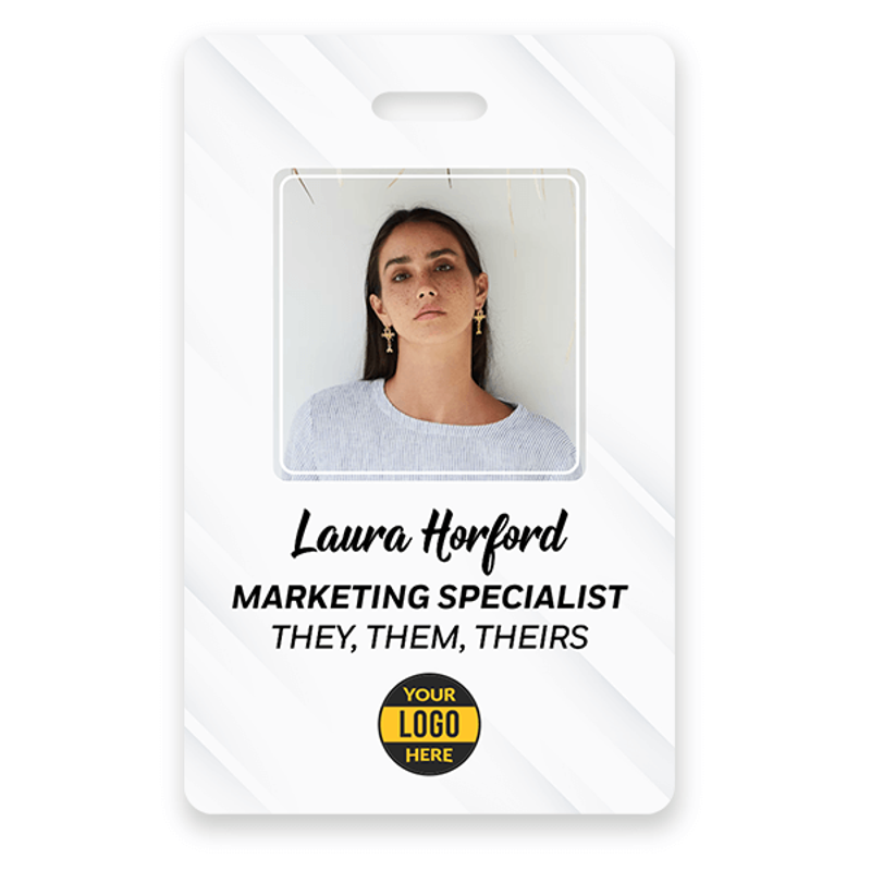 Custom Pronoun Logo Photo ID Badge Script