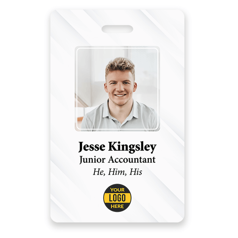 Custom Pronoun Logo Photo ID Badge Serif
