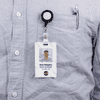 Custom Pronoun Logo Photo ID Badge Serif in Use