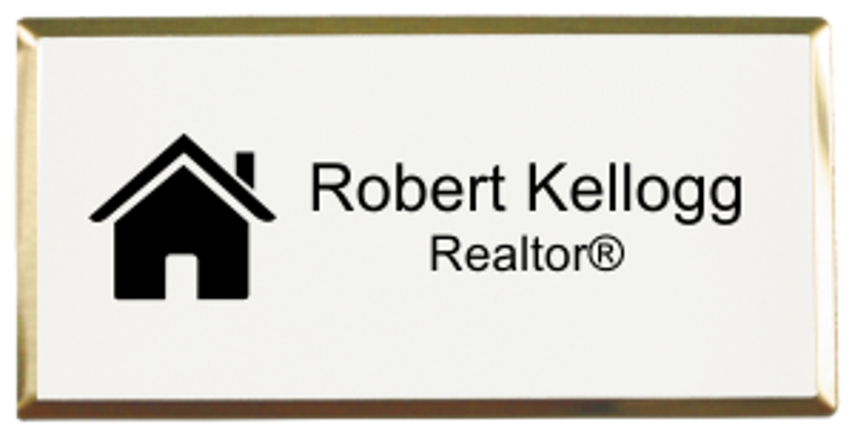 Real Estate Medium Rectangular Name Badge w/ Executive Holder