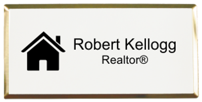 Real Estate Medium Rectangular Name Badge w/ Executive Holder