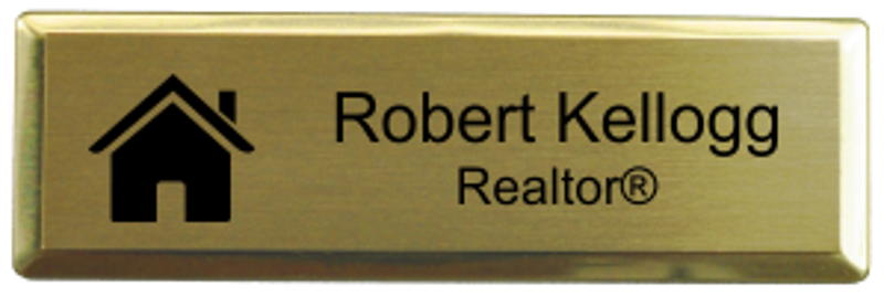 3x1 Inch Real Estate Small Rectangle Name Badge w/Holder