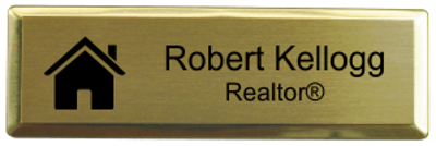 3x1 Inch Real Estate Small Rectangle Name Badge w/Holder